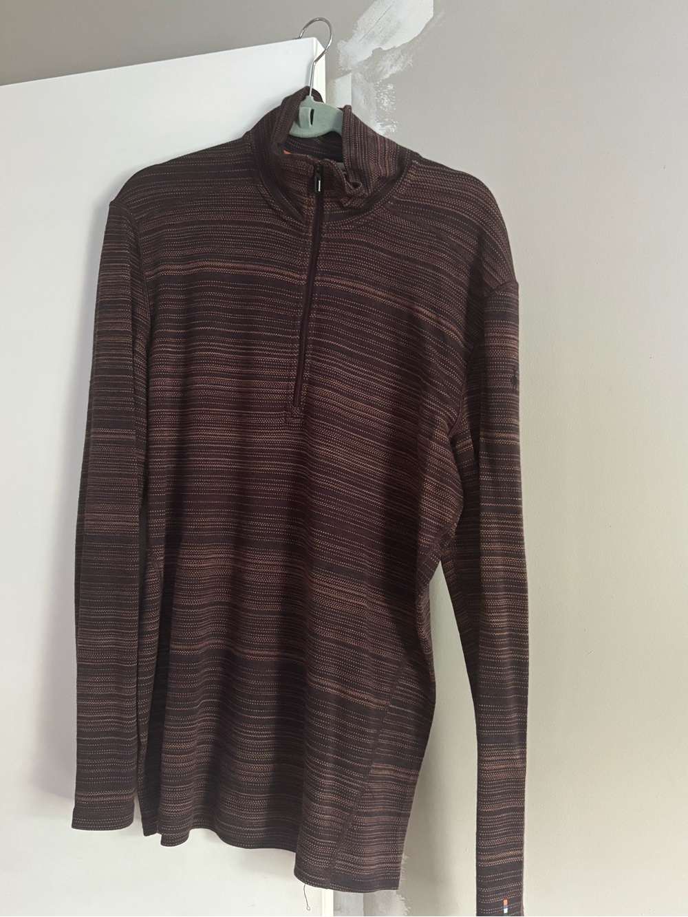Smartwool Men's maroon/ Brown Multi-Stripe Half-Zip Sweater